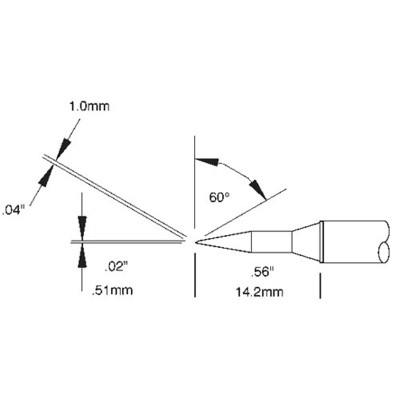 Cartouche 1 mm - 60 deg